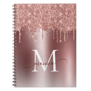 Carnet Fille Rose Parties scintillant Or Blush Ombre Nom 