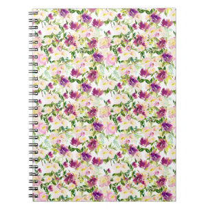 Carnet Fille Rose Peach Purple Burgundy Aquarelle Florale