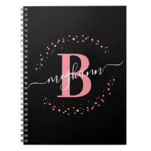 Fille tendance rose Nom noir Monogramme Script