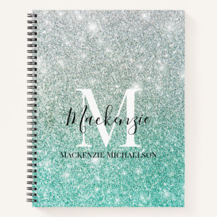 Carnet Fille vert argent Ombre Parties scintillant Nom du