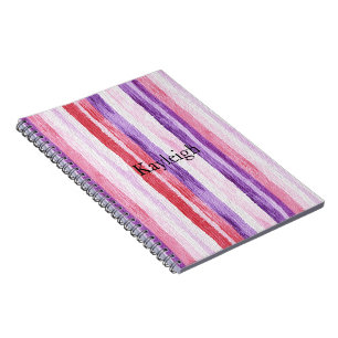 Carnet Fille violet rose rose rouge rayures Noël