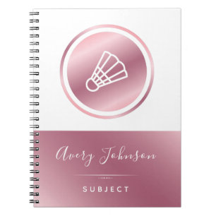 Carnet Filles Badminton Rose Rose Or Elegant Thème Sport