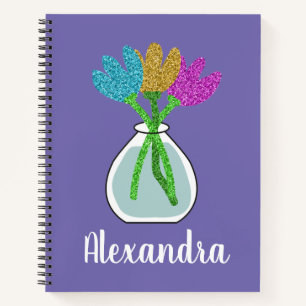 Carnet Filles Fleurs Parties scintillant personnalisées
