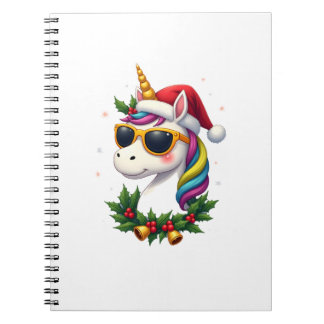 Carnet Filles Garçons Licorne de Noël Xmas Santa Mignons 