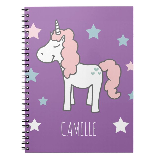 Carnet Filles Mignon Magique Licorne Violette École Enfan (Devant)