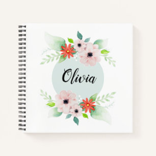 Carnet Filles mignonnes fleurs d'aquarelle florale Fleurs