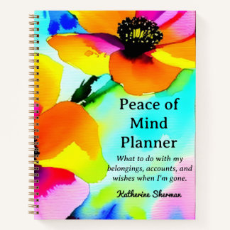 Carnet Fin de vie Paix de l'esprit planificateur Planific
