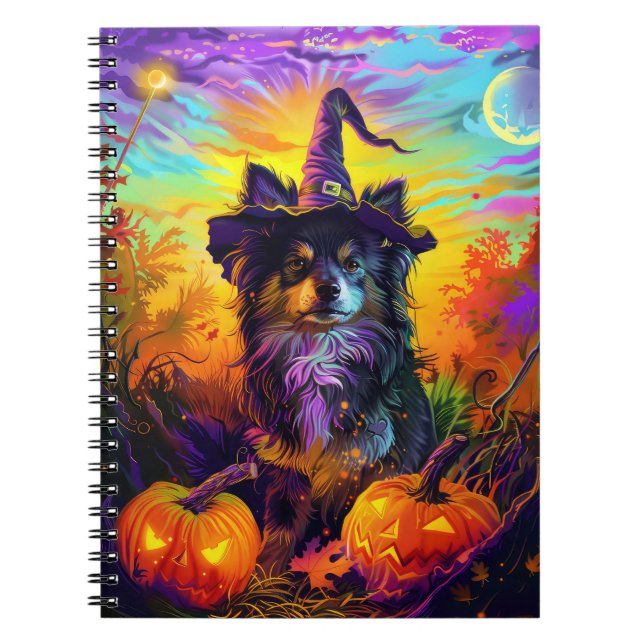 Carnet Finlandais Lapphund Chien Halloween sorcière et Ci (Devant)