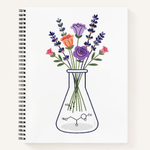 Carnet Fiole de chimie botanique avec lavande et rose A