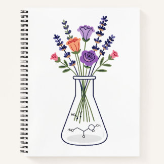 Carnet Fiole de chimie botanique avec lavande et rose A