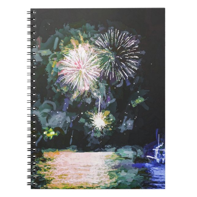 Carnet Fireworks Bateau Artsy Aquarelle Océan (Devant)