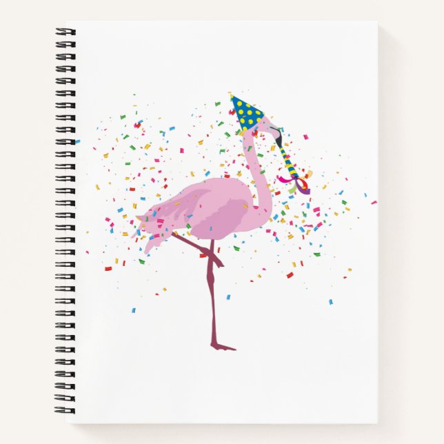 Carnet Flamant rose - Animaux ayant une fête (Devant)
