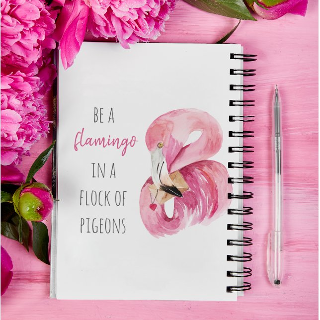 Carnet Flamant rose Aquarelle Exotique Rose Moderne Avec  (Créateur téléchargé)