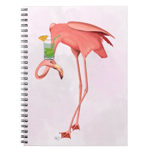 Carnet Flamant rose avec Cocktail (Devant)