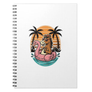 Carnet Flamant Rose Cheval Vintage Float Design Vacances