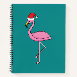 Carnet Flamant rose de Noël avec Santa Hat
