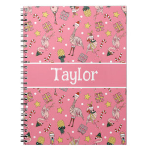 Carnet Flamant rose de Noël rose mignon et Motif d'ananas