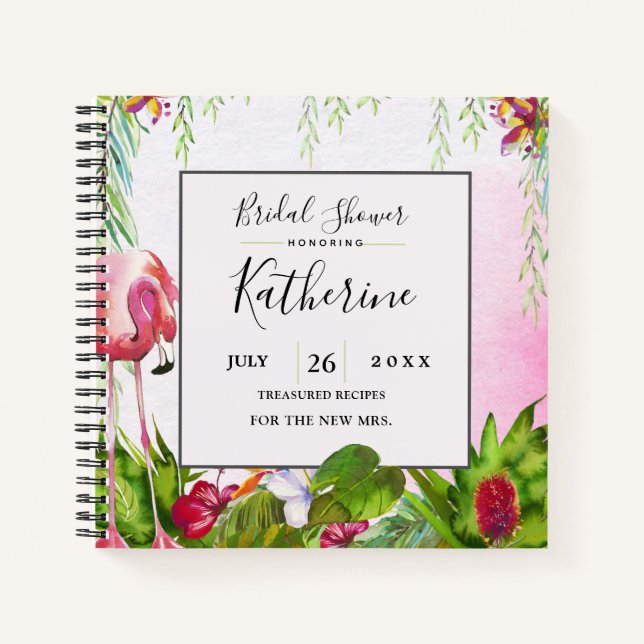 Carnet Flamant rose Floride Fleur tropicale (Devant)