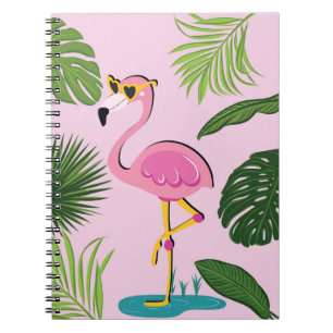 Carnet Flamant rose Palm Feuille Tropical Design