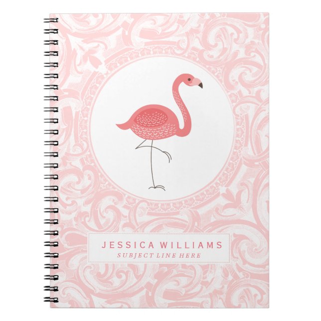 Carnet Flamant rose Rose 3 Avec Des Fils Roses (Devant)