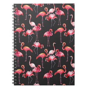 Carnet Flamant rose rose : Motif d'aquarelle tropicale.