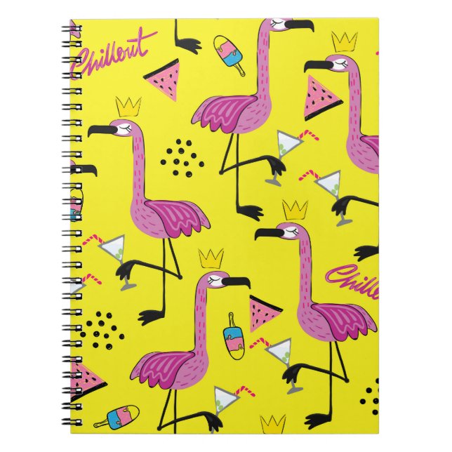 Carnet Flamant rose rose : Motif de mode d'été (Devant)