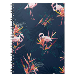 Carnet Flamant rose tropical Hawaii avec l'oiseau du Para