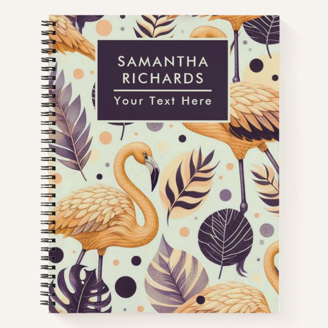 Carnet Flamant rose vintage sans couture (Devant)