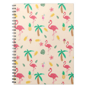 Carnet Flamant tropical d'aquarelle rose à la mode flora