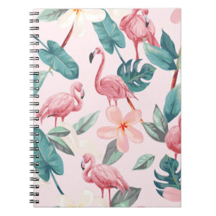 Carnet flamants et fleurs tropicales sans soudure illustr