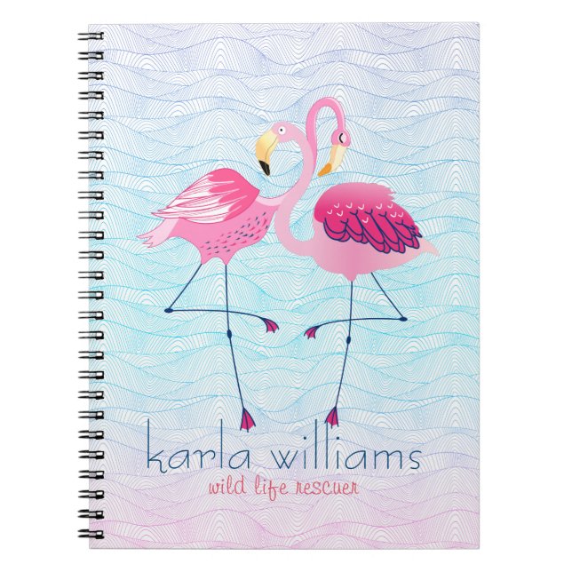 Carnet Flamants roses Roses Et Vagues D'Eau De Plage Abst (Devant)