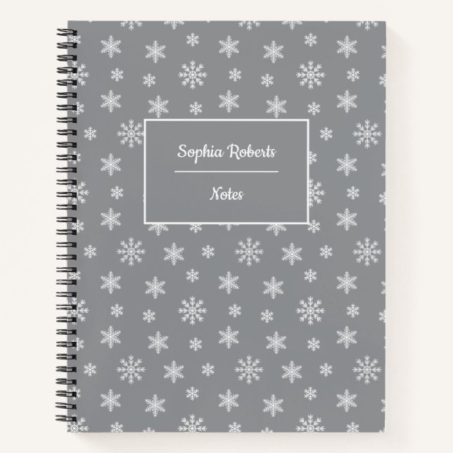 Carnet Flammes de neige à thème hivernal gris motif moder (Devant)