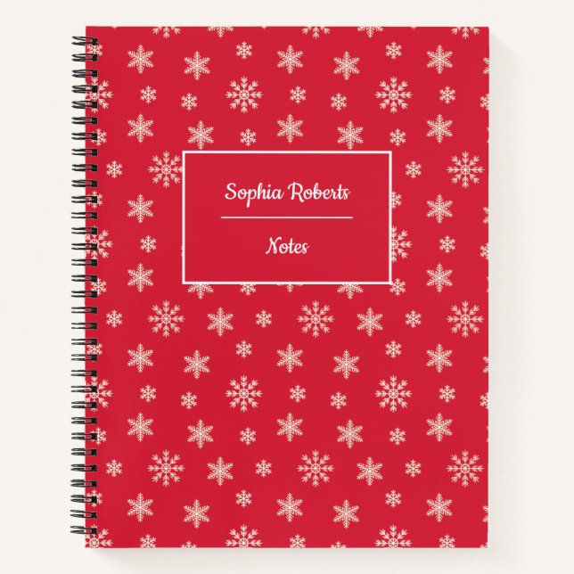 Carnet Flammes de neige à thème hivernal rouge motif mode (Devant)