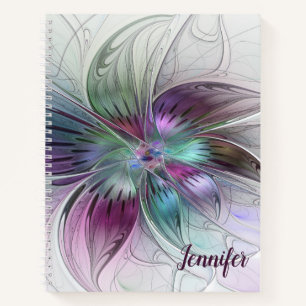 Carnet Fleur Abstraite colorée Fractale Nom