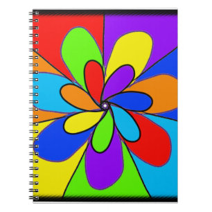 Carnet Fleur Abstraite couleur arc-en-ciel