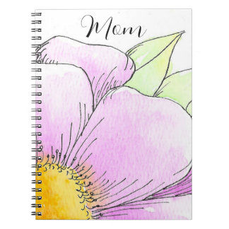 Carnet Fleur aquarelle rose fantaisiste