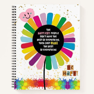 Carnet Fleur arc-en-ciel personnalisée vibrante spirale