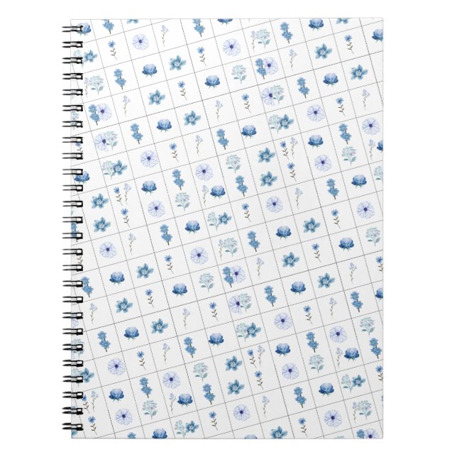 Carnet Fleur blanche et bleue (Devant)