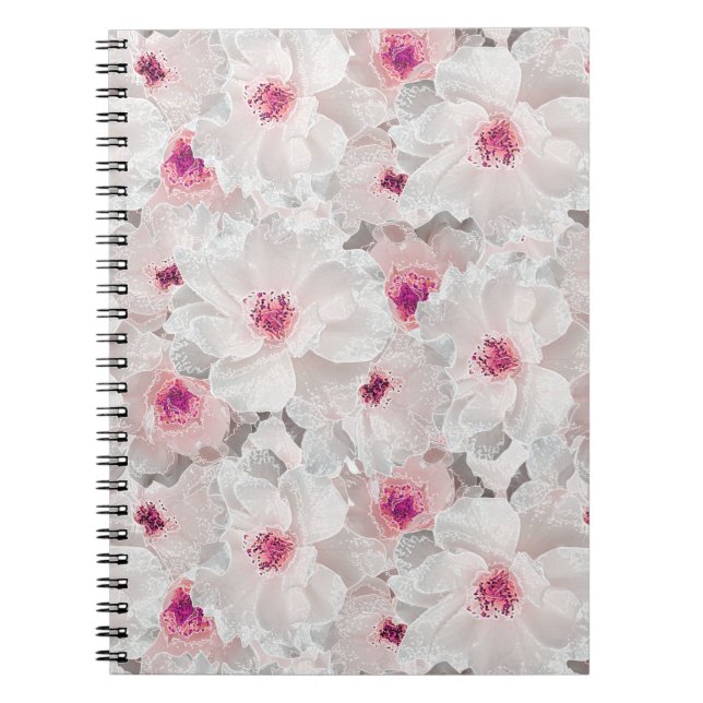 Carnet Fleur blanche et rose délicate (Devant)