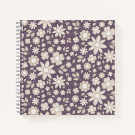 Carnet Fleur botanique aquarelle prune romantique atténué