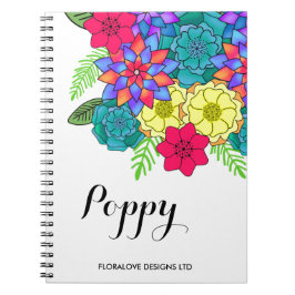 Carnet Fleur brillante Designer Floral Coloré Joli Flower