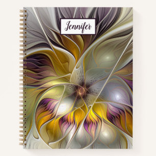 Carnet Fleur colorée Abstraite Art moderne fractal Nom