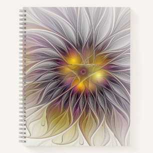 Carnet Fleur colorée lumineuse, fractale moderne abstrait