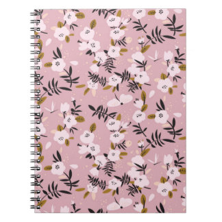Carnet Fleur de cerisier de printemps tendre sur rose