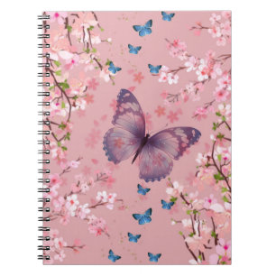 Carnet Fleur de cerisiers aux papillons