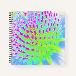 Carnet Fleur de cône Abstrait verte et violette de chaux