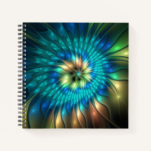 Carnet Fleur de fantaisie lumineuse, fractale abstraite c
