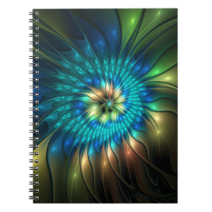 Carnet Fleur de fantaisie lumineuse, fractale abstraite c