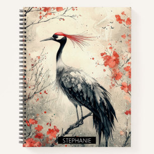 Carnet Fleur de Grue Rouge Lavis d'Encre (1)