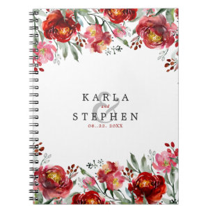 Carnet Fleur de jardin rouge profond